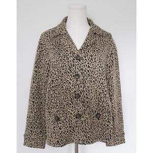 Laura Ashley Petite Leopard Print Jacket Women’s PL Vintage Button Front